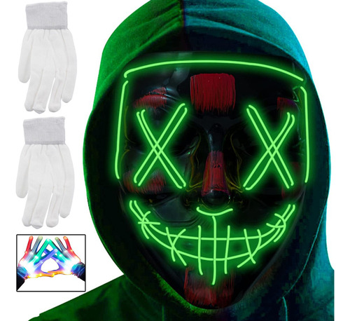 Máscaras Led Para Fiestas De Disfraces De Halloween Y Guante