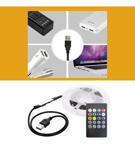 Tira De Luz Led Ible, 5 V, Usb, Para Tv O Escritorio, Mando