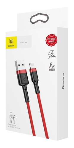 Cable Lightning Cable Reforzado Carga Rápida 1m Rojo