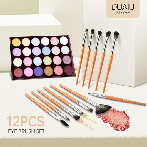 Juego De 12 Brochas De Maquillaje Duaiu Modelo Para Ojos Color