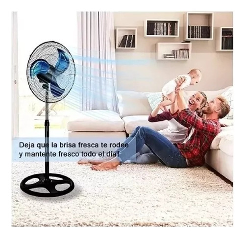 18 Ventilador De Pie 3 En 1 Aspa De Hierro 1.143 M 50 Negro Azul Metal 3