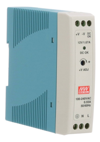 Imagen 2 de 3 de Fuente De Poder 12vdc 1.67amp 85-264vac Meanwell Mdr-20-12