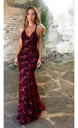 Elegante Vestido De Fiesta Maxi De Tirantes Con Volantes