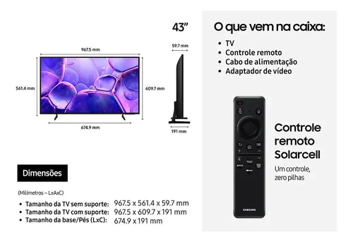 Smart Tv 43 U8600f Crystal Uhd 4k Samsung Un43u8600fgxzd