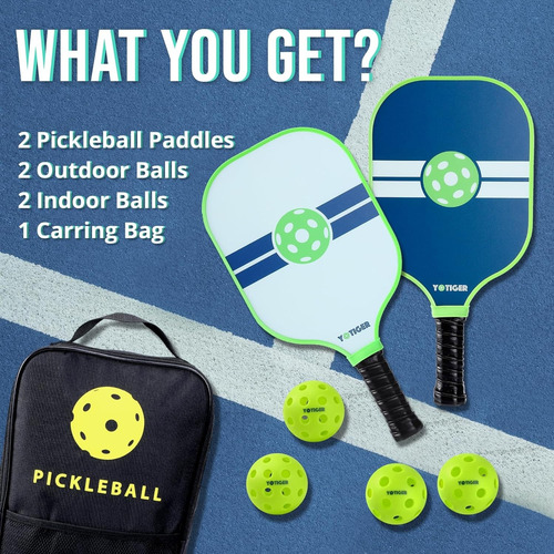 Kit De Pickleball 2 Raquetas 2 Pelotas Estuche