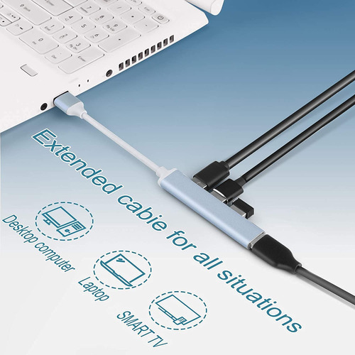 Concentrador Adaptador 3.0 Ultradelgado Con 4 Puertos Usb