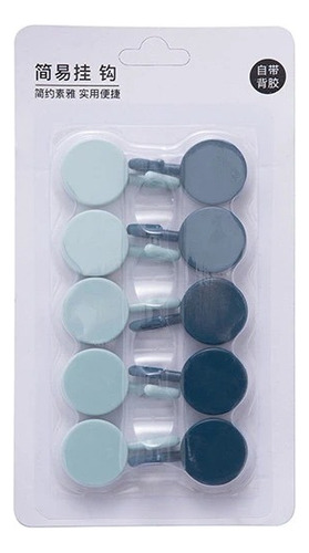 Ganchos Adhesivos Para Colgar Llaves, Ropa, Accesorios X 10 Color Azul Petróleo