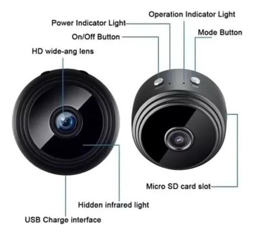Mini Camara Seguridad Espia Inalambrica A9 Wifi Negro
