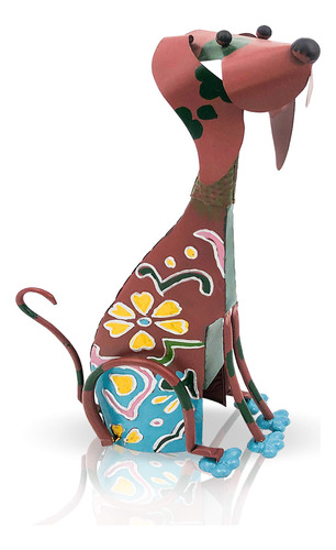 Figura Decorativa Perro Rojo 16.9 In Pintada Mano Para Patio