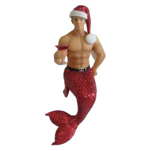 Jingle Merman Christmas Holiday Ornament,rojo - Nuevo 2...