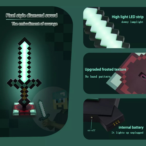 Brinquedo Minecraft Sword And Spike Para Crianças Luminous
