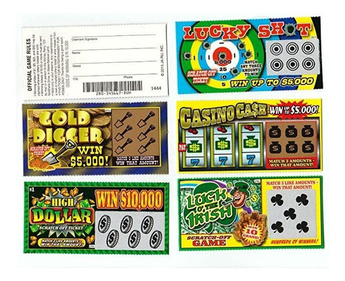 5 Billetes De Lotería Sin Marca Phony Fake All Winning Scrat