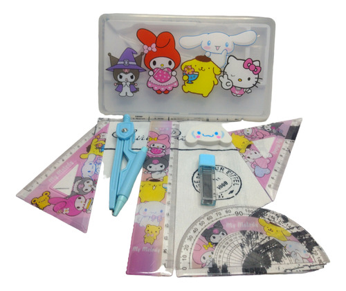 Kit Geométrico Pequeño Hello Kitty And Friends 7 Piezas