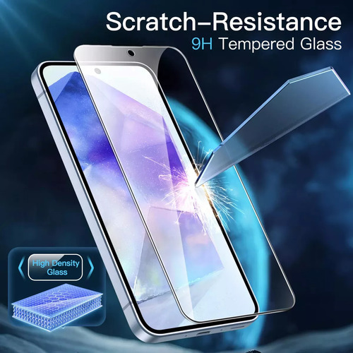 Kit funda para Samsung Galaxy A55 Magnética Transparent Uso Rudo Resistente Duradera+1 Pieza Mica De Vidrio Templado+1 Pieza Mica Lente Templada+1 Kit Limpieza Mica+1 Caja De Phone Case Embalaje