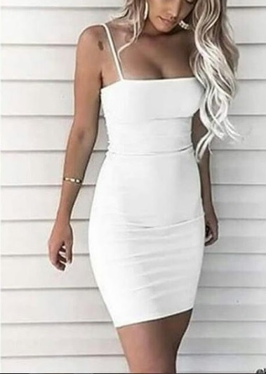 vestido colado branco curto