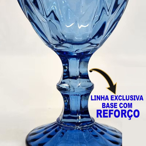 Jogo Taça Azul Vidro Diamond Água Suco 320 Ml - 02 Unidades Azul