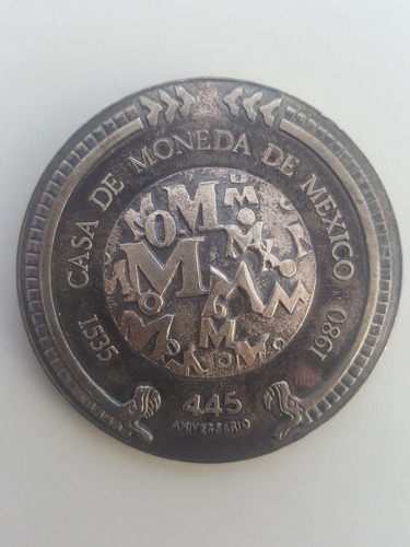 Medalla De Plata 1 Onza 445 Aniv Casa De Moneda 1980