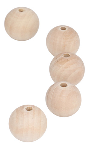 Perlas De Madera, 50 Unidades, 30 Mm, Naturales, Brillantes