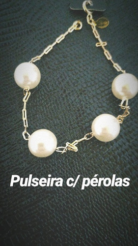 Pulseira C/ Pérolas Lisas - 18k - Pronta Entrega