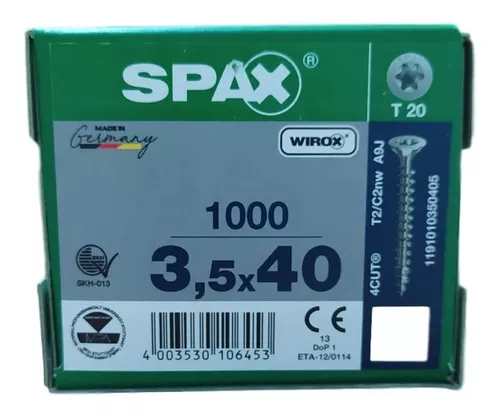 5 Cajas Tornillos Spax-m 3.5 X 40 Para Mdf (200 Pz Por Caja)