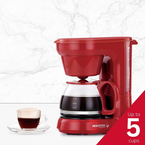 Cafetera De Goteo Holstein Housewares, 1.18 L, 550 W, Rojo