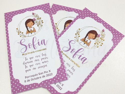 Estampitas Comunión X50u Personalizadas!