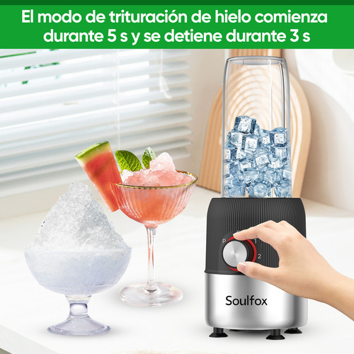 Soulfox Portátil 2 En 1 1000w Licuadora Eléctrica Para Frutas Y Verduras,motor Poderoso,gran Capacidad,fácil Limpieza