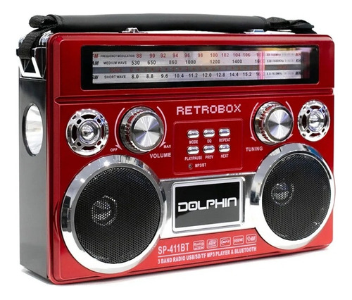 Bocina Portátil Dolphin Audio Retrobox Roja Bluetooth