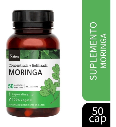 Natier Moringa 50 Cápsulas Calcio Hierro Fibra Antioxidante