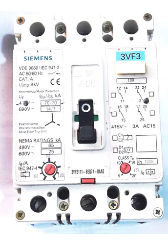 Disjuntor Motor 3vf3111 6eq71 Ajuste 80a 100 A Siemens