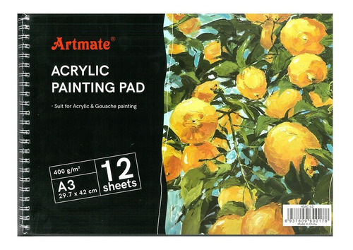 Block Para Acrilico Artmate 400 Grs A3 X12 Hojas