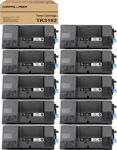 10x Toner Tk3182 M3655 P3055 P3055dn P3155dn M3655idn 21k Preto