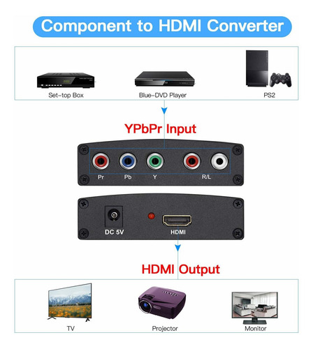 Convertidor De Componente A Hdmi, Convertidor 1080p Ypb...