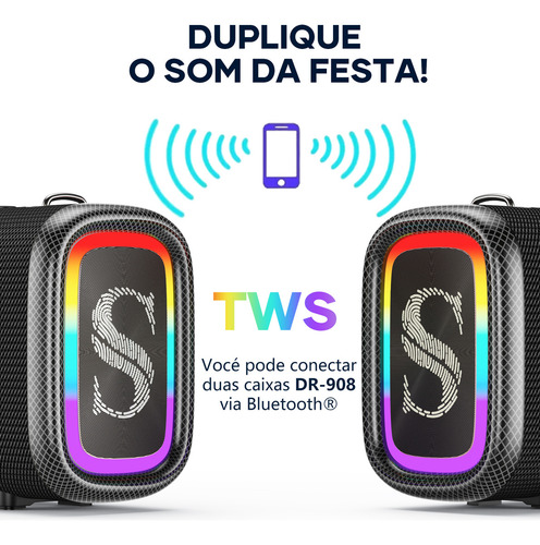 Caixas Bluetooth Sabala 120w Fm 20800mah Usb Ipx65 Cor Preto 220v