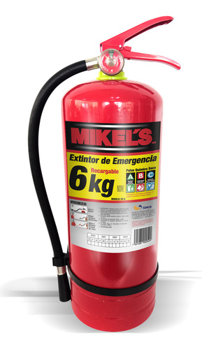 Extintor Emergencia Recargable Soporte 6 Kilos Abc Mikels