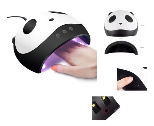 Lampara Uv/led Panda 36 Watts - 12 Led´s - Secado Gelish Color Blaco/negro