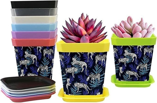 8-pack Leopard Zebra Tiger Gardening Containers Flower Pots.