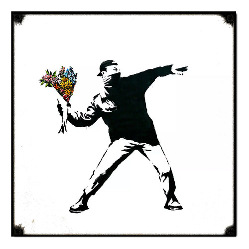 #585 - Cuadro Decorativo Vintage Arte Banksy Grafiti Flor