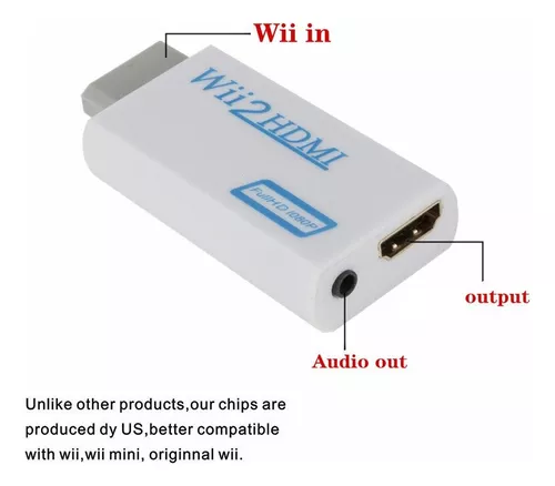 Adaptador Wii Convertidor A Hdmi Audio 3,5 Mm Hd Nintendo