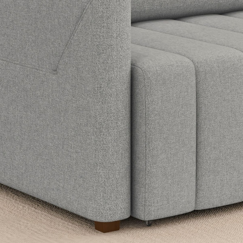 Sofá Retrátil Cama Alice 2,20m - 3 Lug. Encosto Deslizante Cor Cinza Desenho Do Tecido Veludo