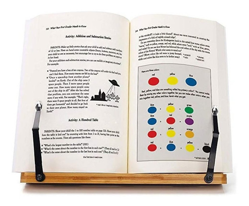 Ipad notas musicales Soporte para libro de cocina con soportes de soporte 28 x 22 cm Reposo plegable de lectura para libros Tablet PC Soporte de libro de bamb/ú con 5 alturas ajustables