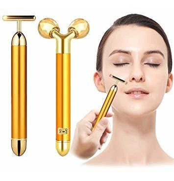 2-in-1 Beauty Bar 24k De Oro Pulso Facial Massager De La Car