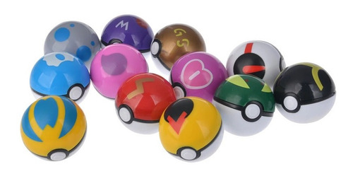 Imagem 4 de 8 de Pokebola Kit C/ 12 Pçs Bola Pokemon Pop-up Com Boneco Dentro