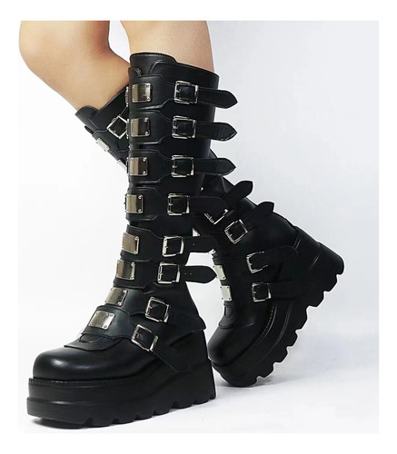 Botas Largas Para Mujer, Zapatos Góticos Con Plataforma, Bot
