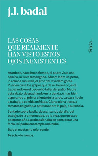 Las Cosas Que Realmente Han Visto Estos Ojos Inexistentes, De Badal, Josep Lluís. Editorial Rata, Tapa Blanda En Español