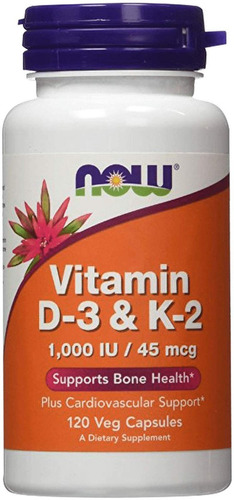 Vitamina D3 1000iu & K2 45mcg - Now - 120 Caps Veg - Usa