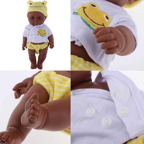 12 '' Muñeca Bebé Affricano Lindo Vinilo Suave Muñeca