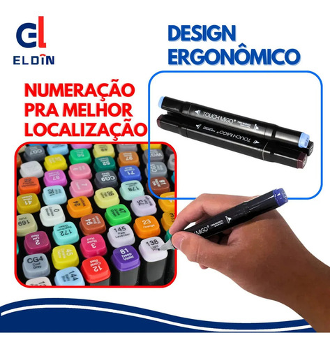 Estojo Canetinhas Marcadoras Ponta Dupla 168 Cores Compacto