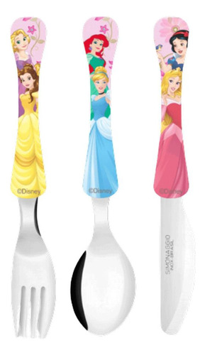 Set De Cubiertos Para Niña Disney Princesas X3 Unidades 