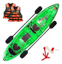 Comprar Kayak Caiaker Raia Triplo 2 Adultos + 1 Niño Chalecos Remo Color Verde Neon